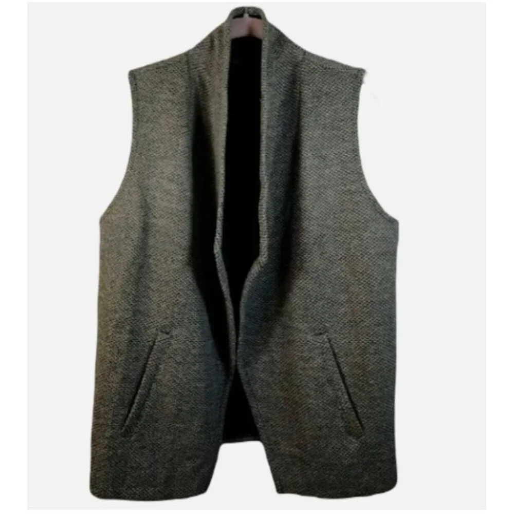 Banana Republic Women's Faux Tweed Open Front With Pockets Vest Gray Size Medium - Picture 3 of 10